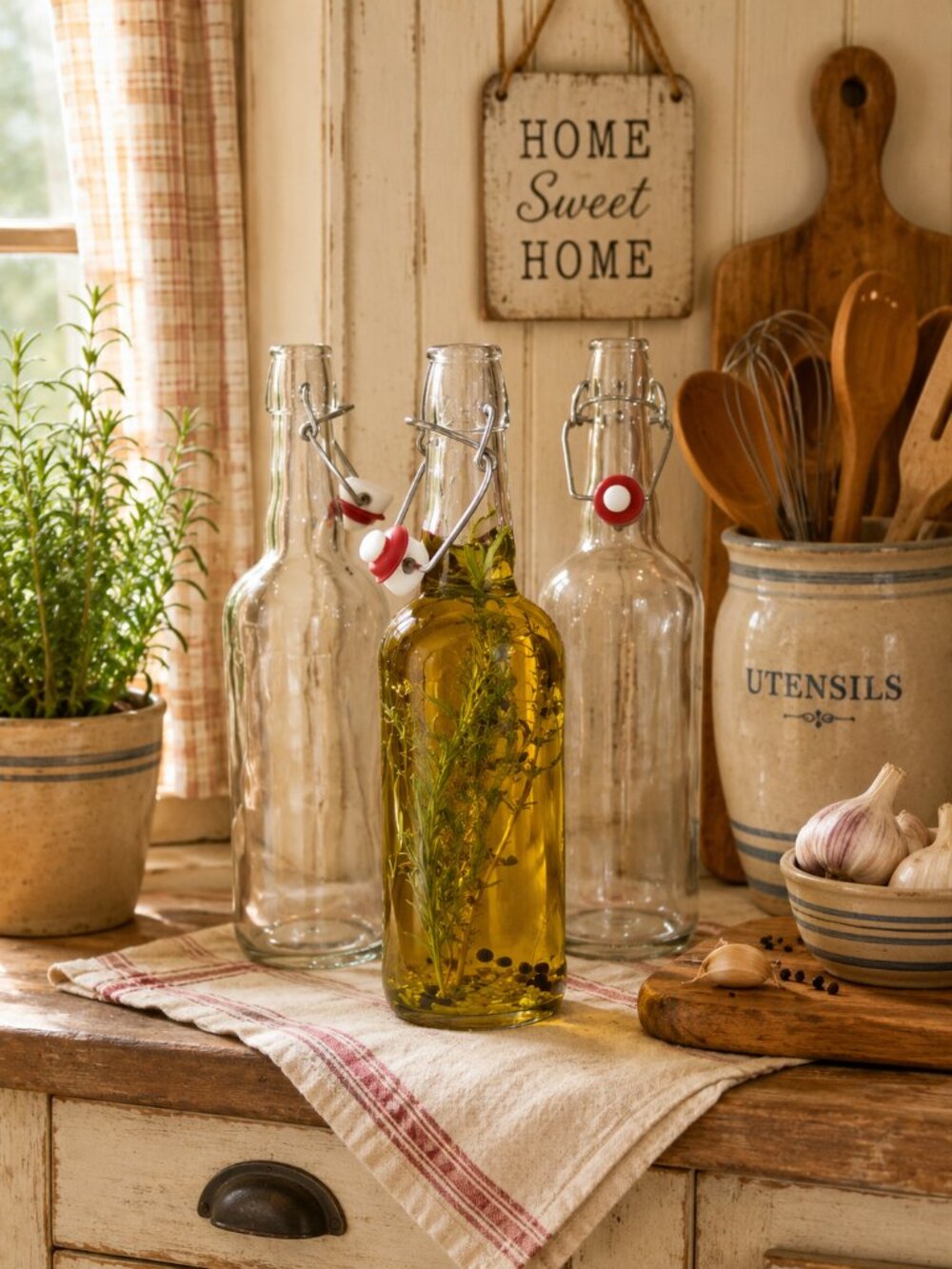 24 oz Glass Bottles Flip Top Cap Set of 3
